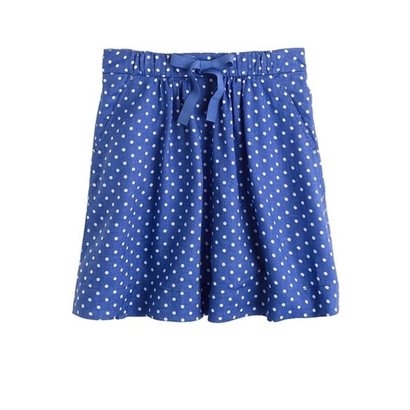 J. Crew Boardwalk Linen Skirt In Polka Dot Size 0 - Picture 2 of 7
